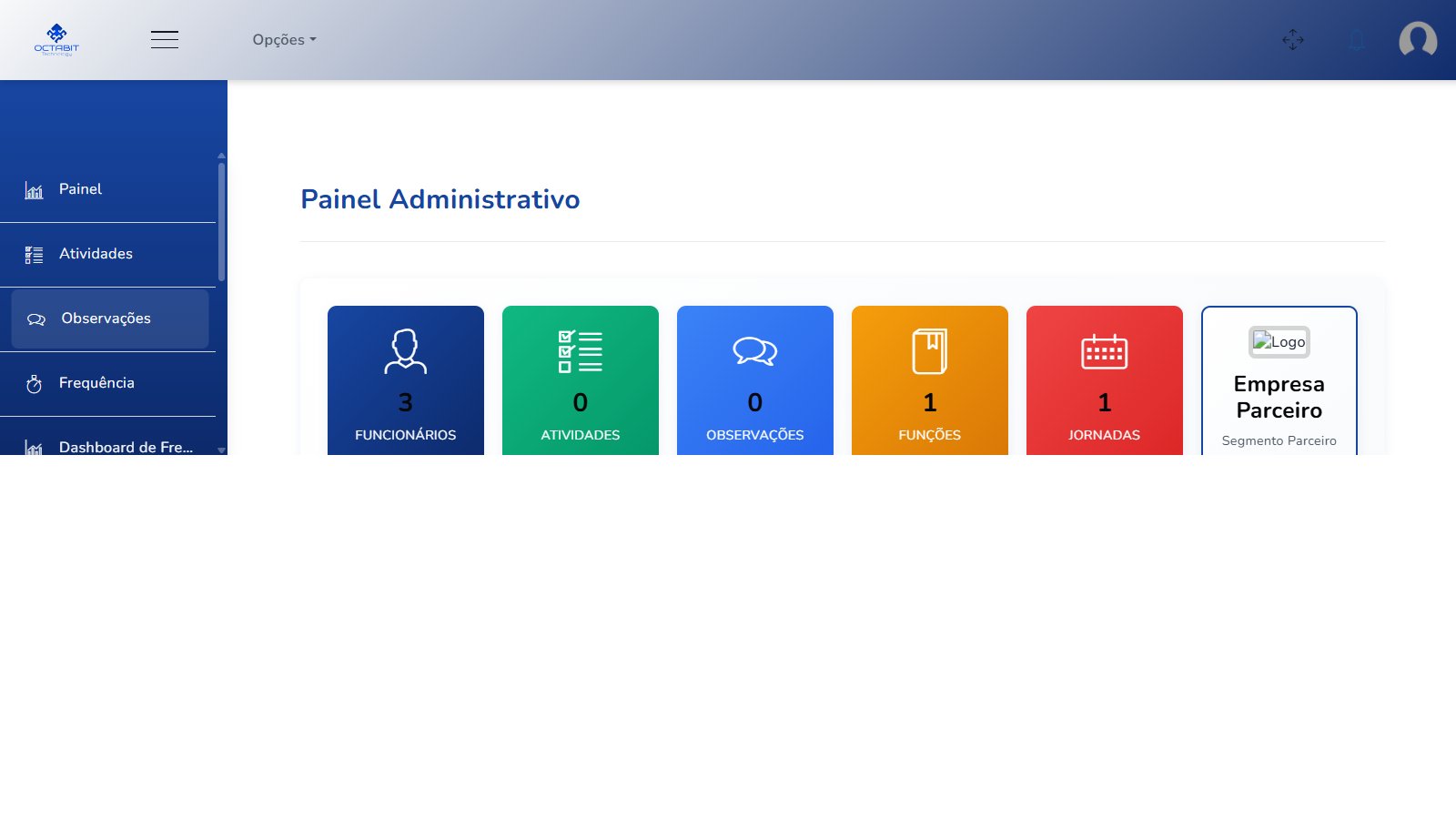 Painel OctaPonto — Dashboard de frequência