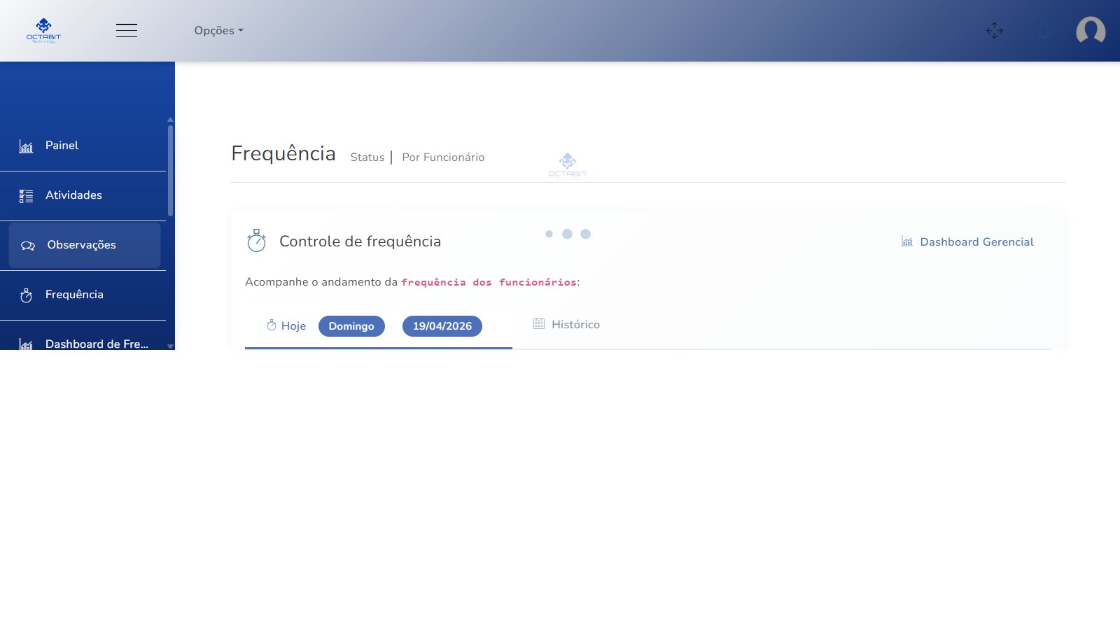 Dashboard de frequência